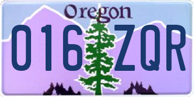 OR license plate 016ZQR