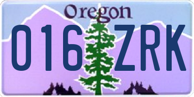 OR license plate 016ZRK