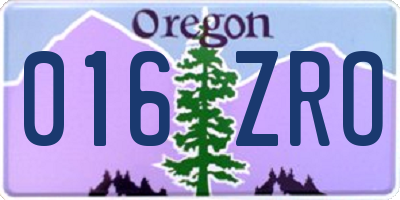 OR license plate 016ZRO