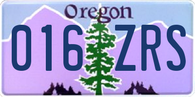OR license plate 016ZRS