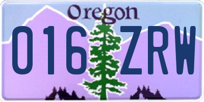 OR license plate 016ZRW