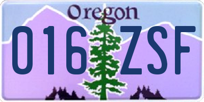 OR license plate 016ZSF