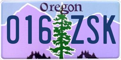 OR license plate 016ZSK