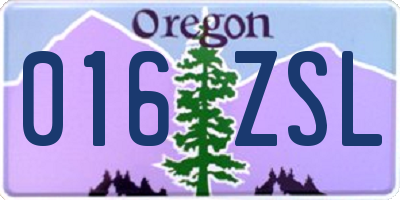OR license plate 016ZSL
