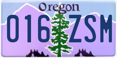 OR license plate 016ZSM