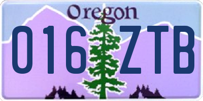 OR license plate 016ZTB