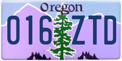 OR license plate 016ZTD