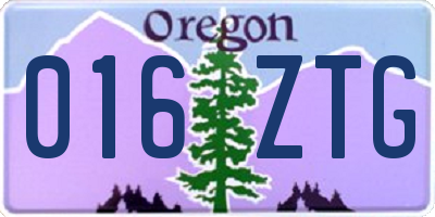 OR license plate 016ZTG