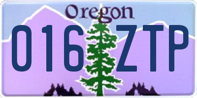OR license plate 016ZTP