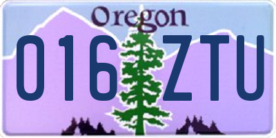 OR license plate 016ZTU