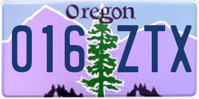 OR license plate 016ZTX