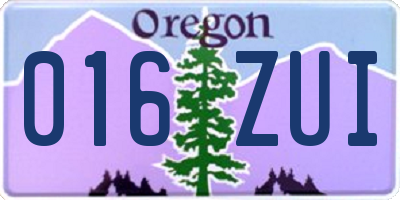 OR license plate 016ZUI