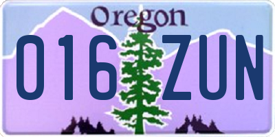 OR license plate 016ZUN