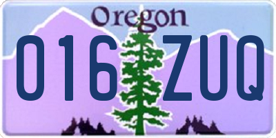OR license plate 016ZUQ