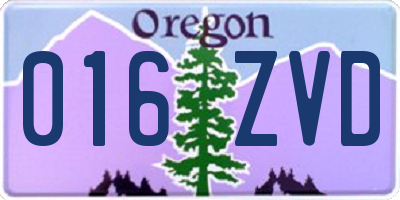 OR license plate 016ZVD