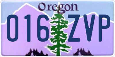 OR license plate 016ZVP