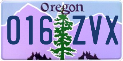 OR license plate 016ZVX