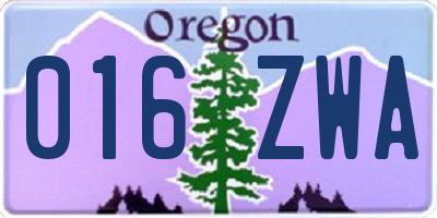 OR license plate 016ZWA