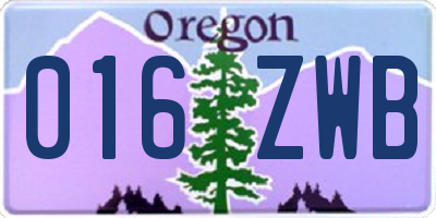OR license plate 016ZWB