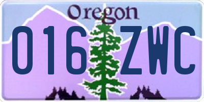 OR license plate 016ZWC