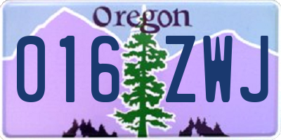 OR license plate 016ZWJ