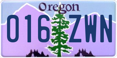 OR license plate 016ZWN
