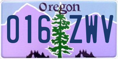 OR license plate 016ZWV