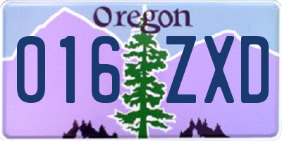 OR license plate 016ZXD