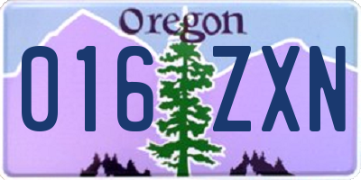 OR license plate 016ZXN