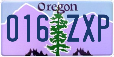 OR license plate 016ZXP