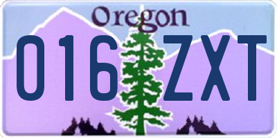 OR license plate 016ZXT