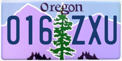 OR license plate 016ZXU