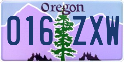OR license plate 016ZXW