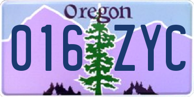 OR license plate 016ZYC