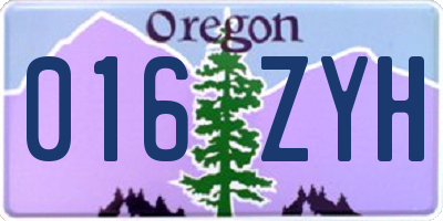 OR license plate 016ZYH