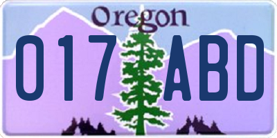 OR license plate 017ABD