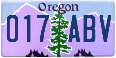 OR license plate 017ABV