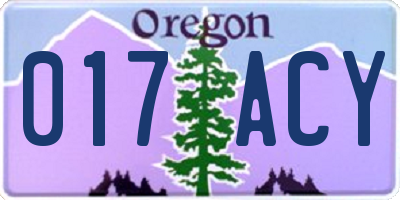 OR license plate 017ACY