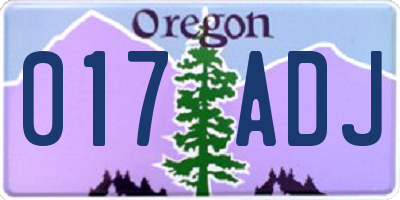 OR license plate 017ADJ