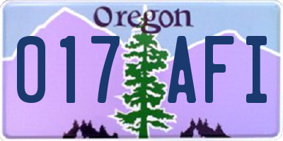 OR license plate 017AFI