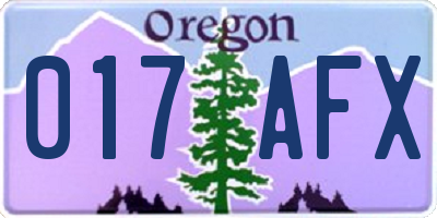 OR license plate 017AFX