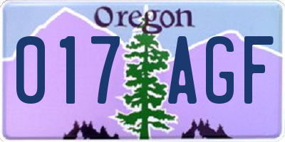 OR license plate 017AGF
