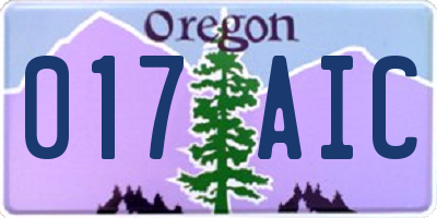 OR license plate 017AIC