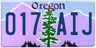 OR license plate 017AIJ