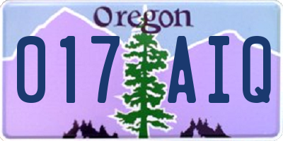 OR license plate 017AIQ