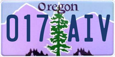 OR license plate 017AIV