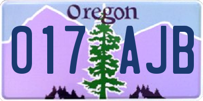 OR license plate 017AJB