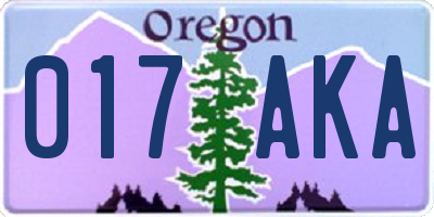OR license plate 017AKA