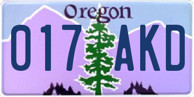 OR license plate 017AKD