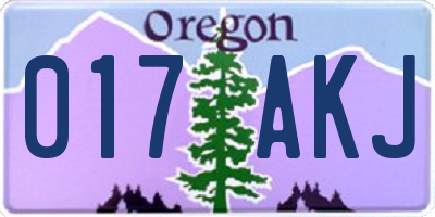 OR license plate 017AKJ